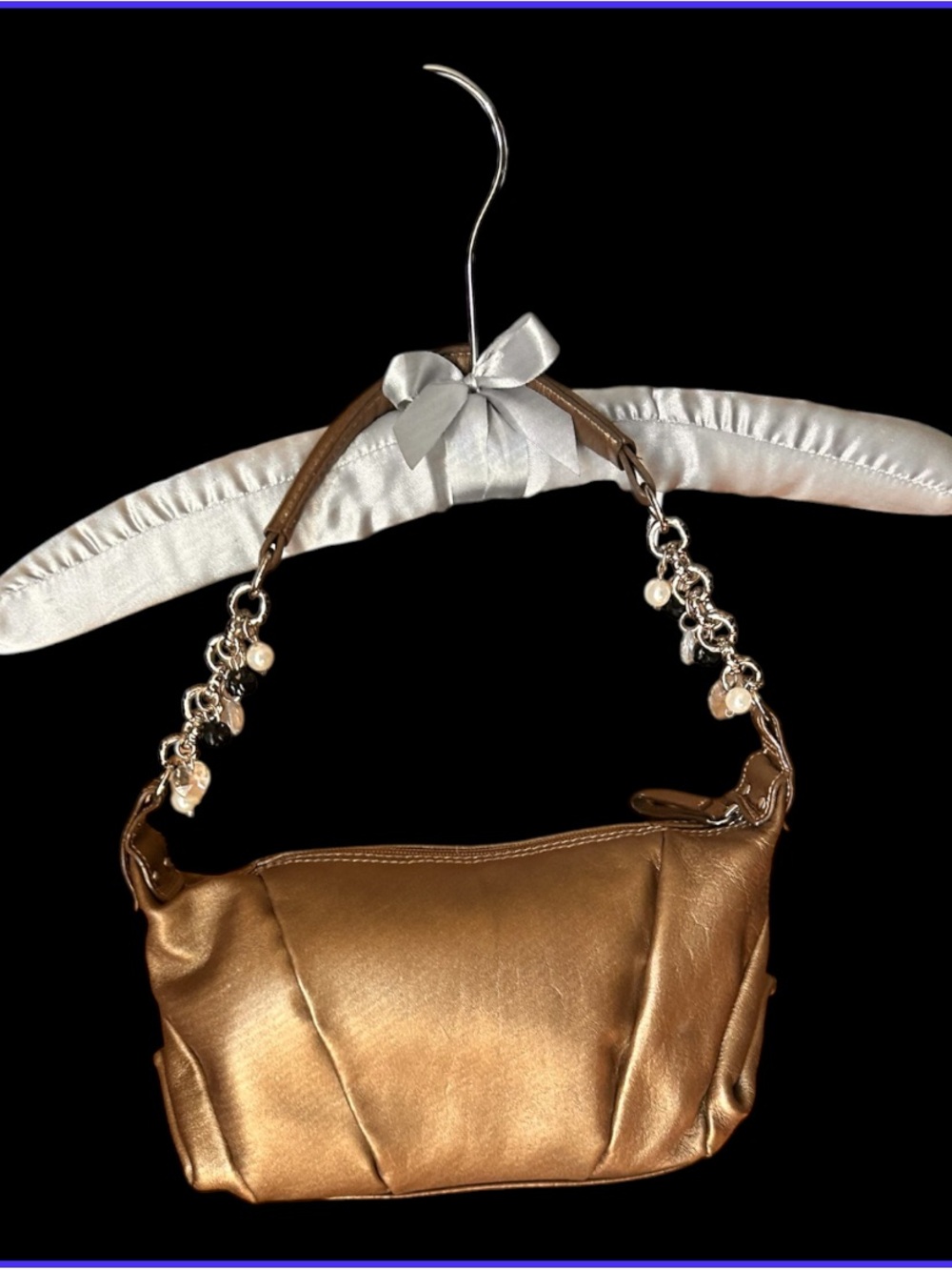 Kate Landry goldish brown small leather shoulder bag VGU